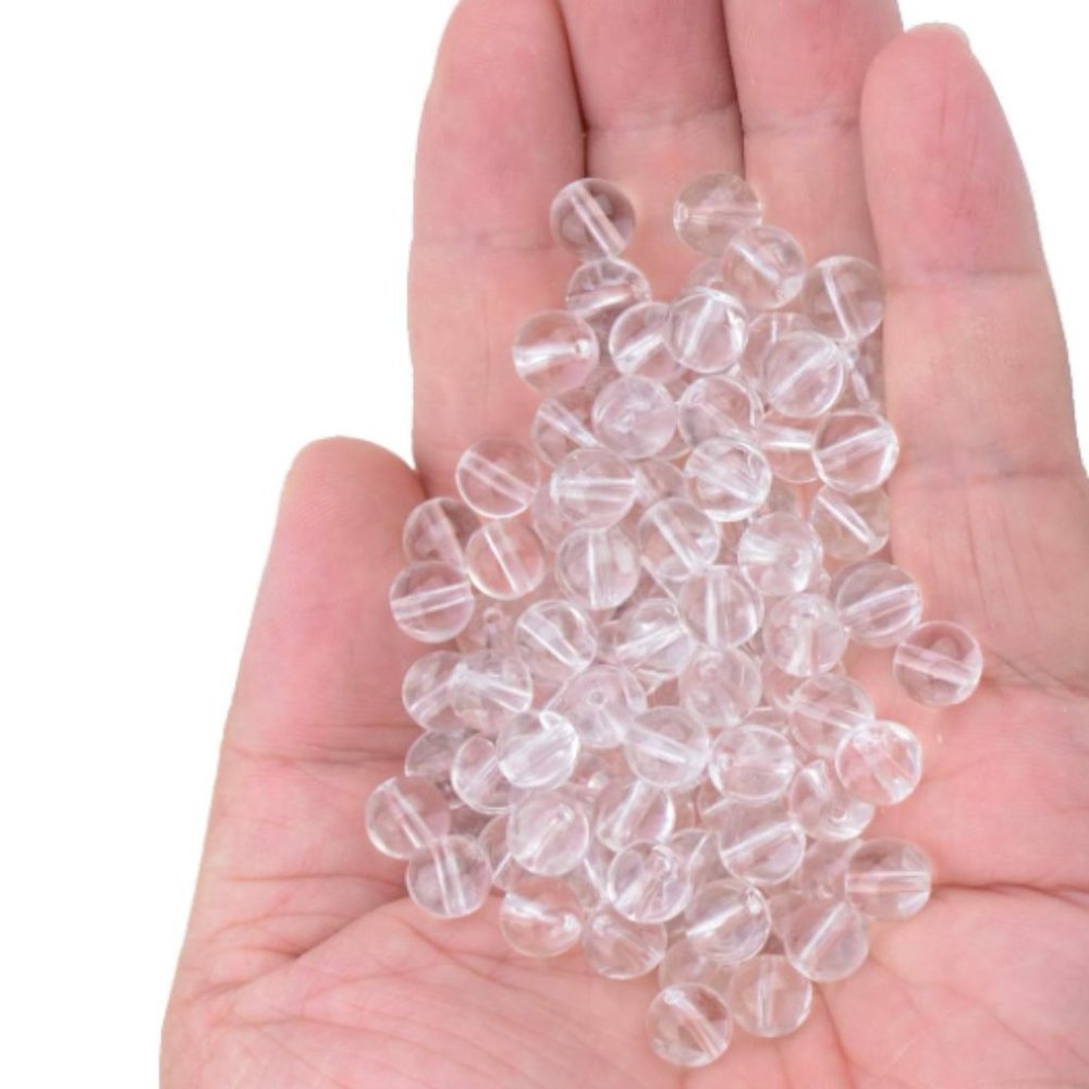 100PCS 8mm Natural Clear Quartz Crystal Gemstone Round Beads for Jewelry Making